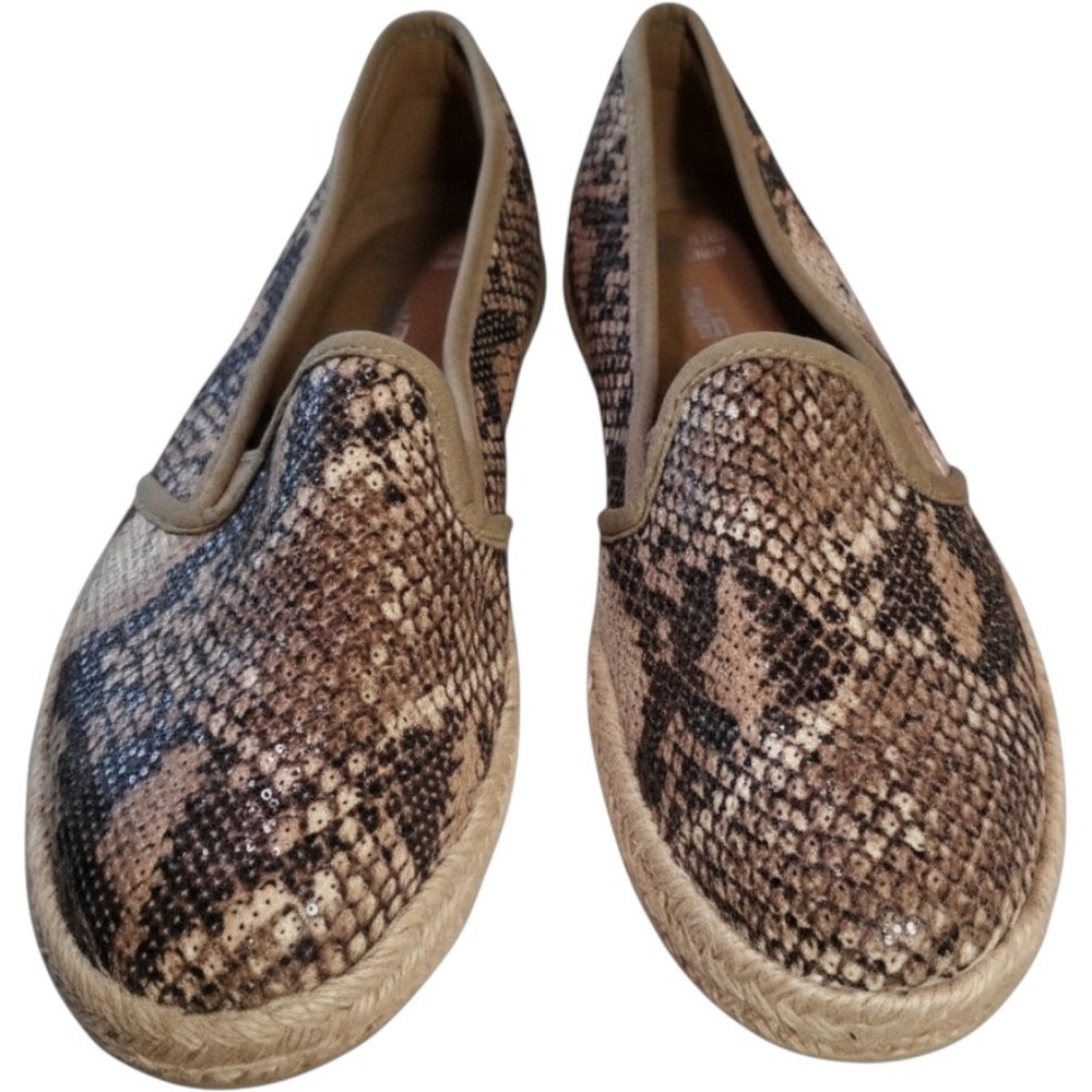 Clarks Collection Snakeskin Print Espadrille Slip On Flats Women‎ Size 8.5 M